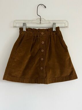 NWOT Crewcuts Little Girls Brown Button-Front Corduroy Skirt w/ Pockets Size 6-7